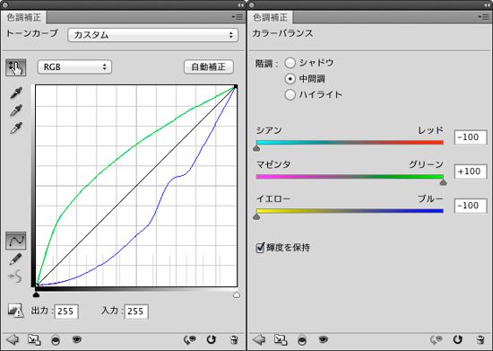 色調補正中間